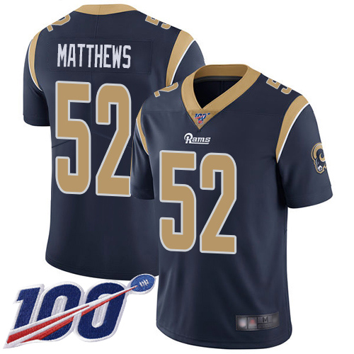 Los Angeles Rams Limited Navy Blue Men Clay Matthews Home Jersey NFL Football 52 100th Season Vapor Untouchable
